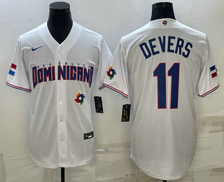 Men's Dominican Republic Baseball #11 Rafael Devers 2023 White World Baseball Classic Stitched Jersey,We sell and wholesale Men's Dominican Republic Baseball #11 Rafael Devers 2023 White World Baseball Classic Stitched Jersey on line form chian!
